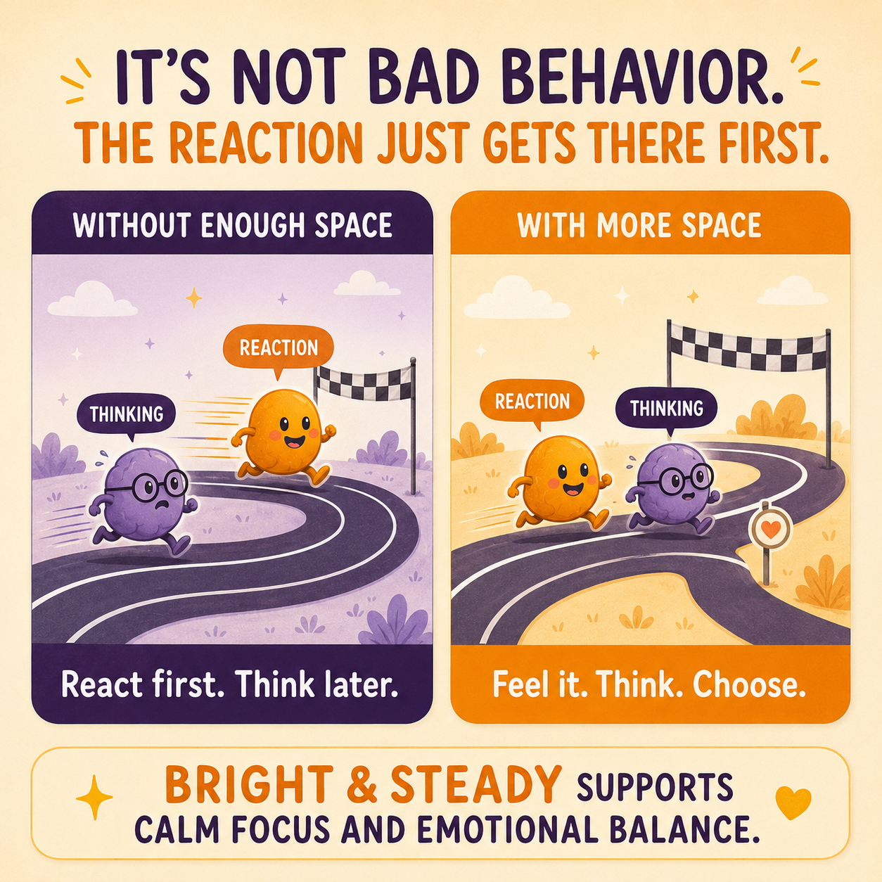 Illustration explaining fast reaction and slower thinking